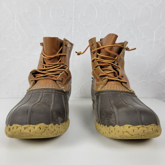 Vintage LL Bean Boots Mens 13 Brown Tan Leather Maine Hunting Duck Boot 8" Ankle - Picture 5 of 16